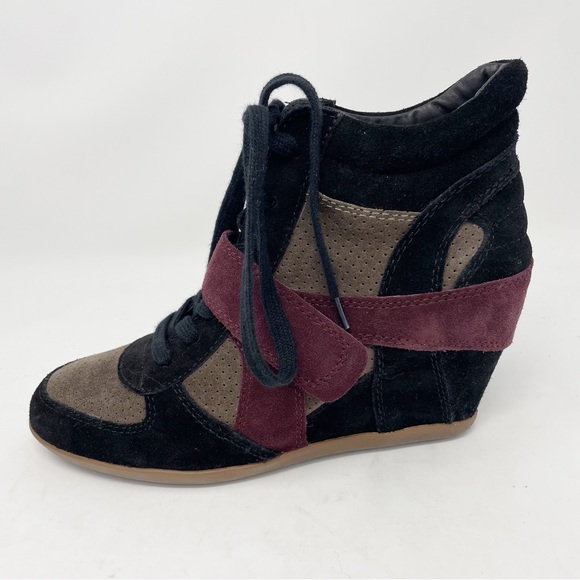 Ash Limited Bowie Wedge Sneaker Suede - Worn once - Size 40 Black Burgundy - Picture 3 of 10